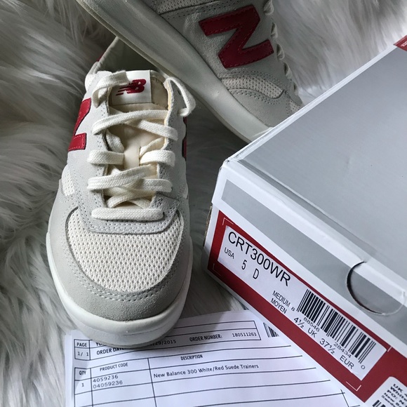 new balance 300 white red suede trainers